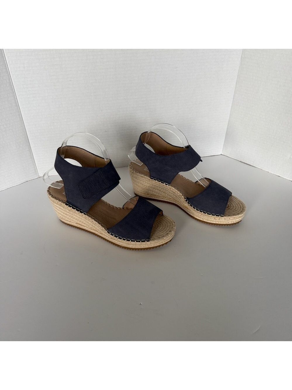 Eileen Fisher Weslia Twilight Blue Suede Leather Espadrille Wedge Sandal Size 9